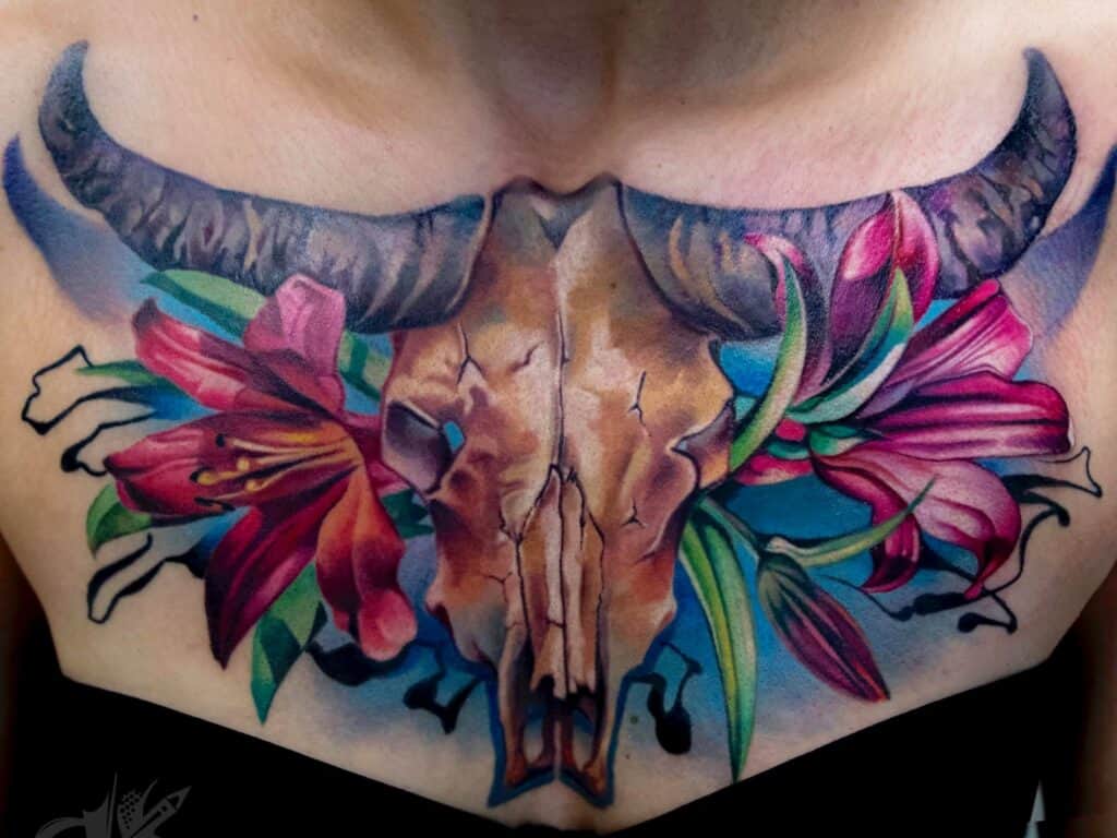 bull skull animal tattoo