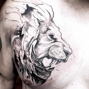 fine line sketchy leeuw tattoo