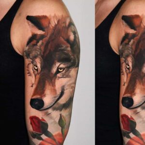 wolf watercolor tattoo