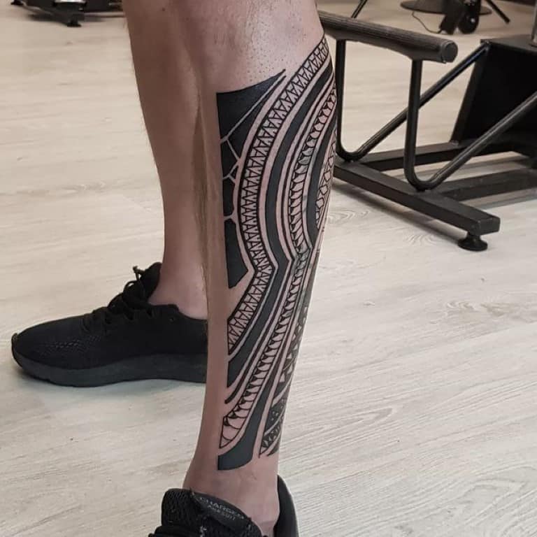 maori leg tattoo
