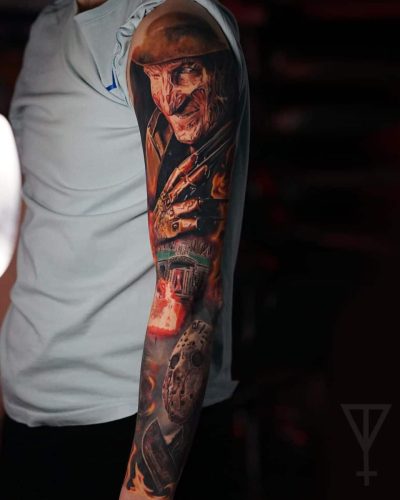 Full color realisme sleeve in thema Freddy Kruger