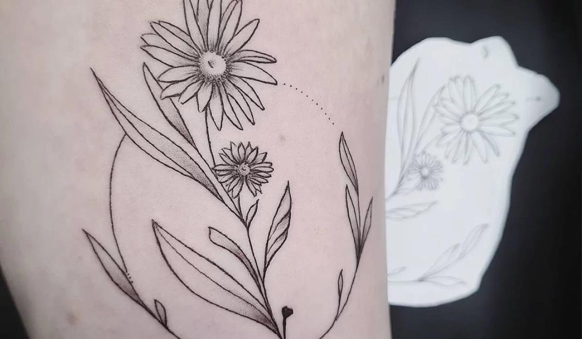 Small flower tattoo fine line Aliona Small flower tattoo fine line Aliona