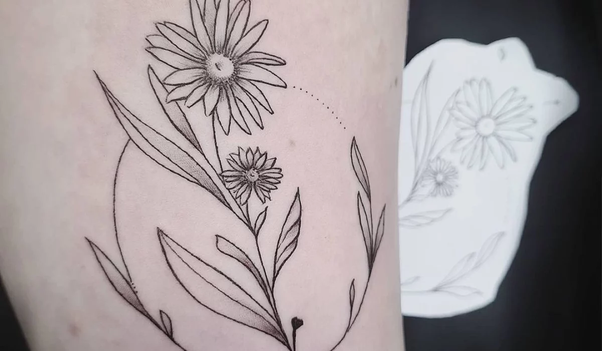 Small flower tattoo fine line Aliona