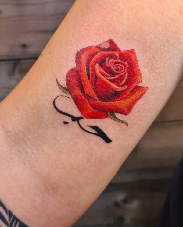microrealism rose tattoo
